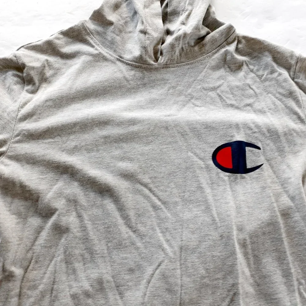 Champion Boys T-Shirt Gray Hoodie Long Sleeve Medium
